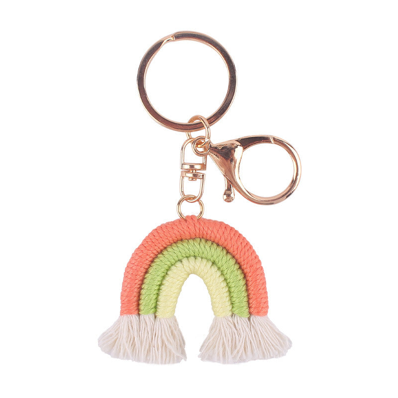 Wholesale Cotton Rope Little Rainbow Handwoven Pendant Tassel Bag Keychains